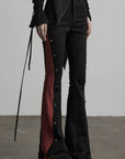 DOINDULGE Low-Rise Contrast Panel Flared Pants