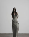 DOINDULGE Corset Wrap Maxi Dress