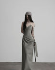 DOINDULGE Corset Wrap Maxi Dress