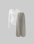 WARDEN EDGE Cutout Layered Long Sleeve Tee & Pants Set