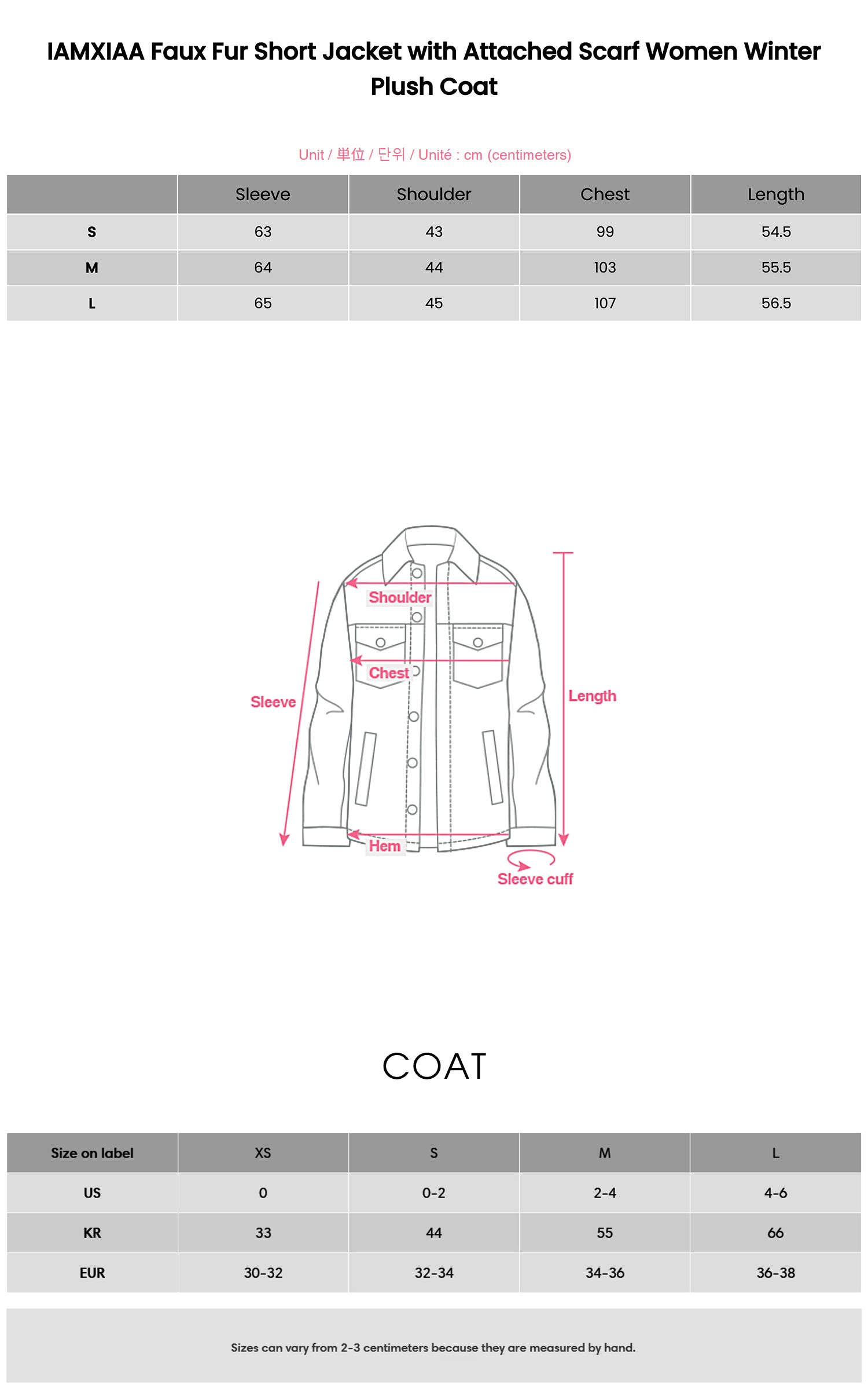 IAMXIAA Faux Fur Short Jacket with Attached Scarf Women Winter Plush Coat