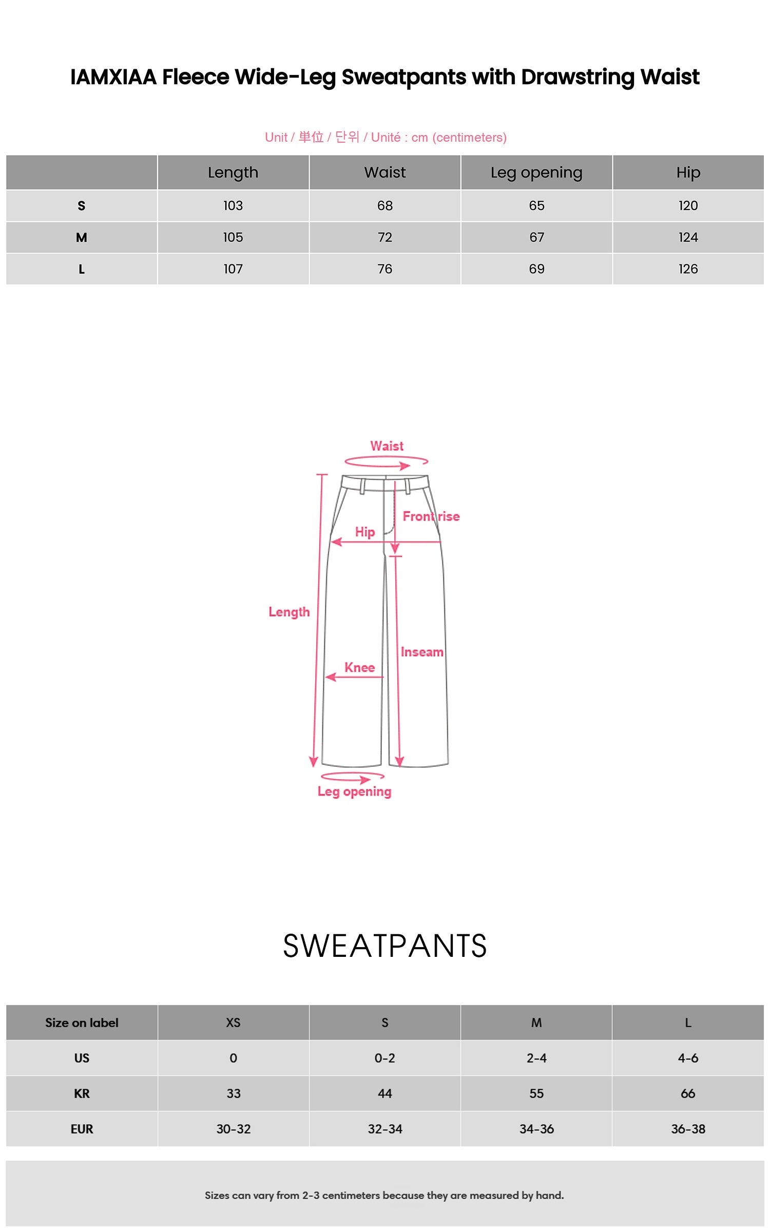 IAMXIAA Fleece Wide-Leg Sweatpants with Drawstring Waist