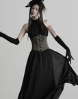 DOINDULGE Gathered Halter Corset Maxi Dress