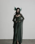 DOINDULGE Slip Maxi Dress Mesh Cape Set