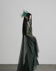 DOINDULGE Slip Maxi Dress Mesh Cape Set