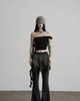 DOINDULGE Flared Pants Layered Wrap Panel