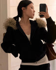 Hydrae Plush-Trim Zip-Up Hoodie & Wide-Leg Sweatpants Set
