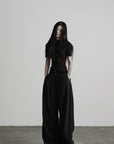 DOINDULGE Mock Neck Ruched Knit T-Shirt