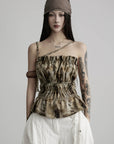 DOINDULGE Ruched Printed Cami Top
