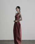 DOINDULGE One-Shoulder Pleated Maxi Dress