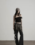 DOINDULGE Ruffled Off-Shoulder Crop Top