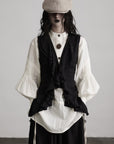 DOINDULGE Ruffled Tie Deconstructed Vest
