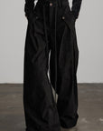 DOINDULGE Textured Wide-Leg Trousers with Draped Panels and Rope Detail