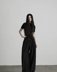 DOINDULGE Wide Leg Gathered Waist Pants
