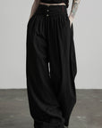 DOINDULGE Wide Leg Gathered Waist Pants
