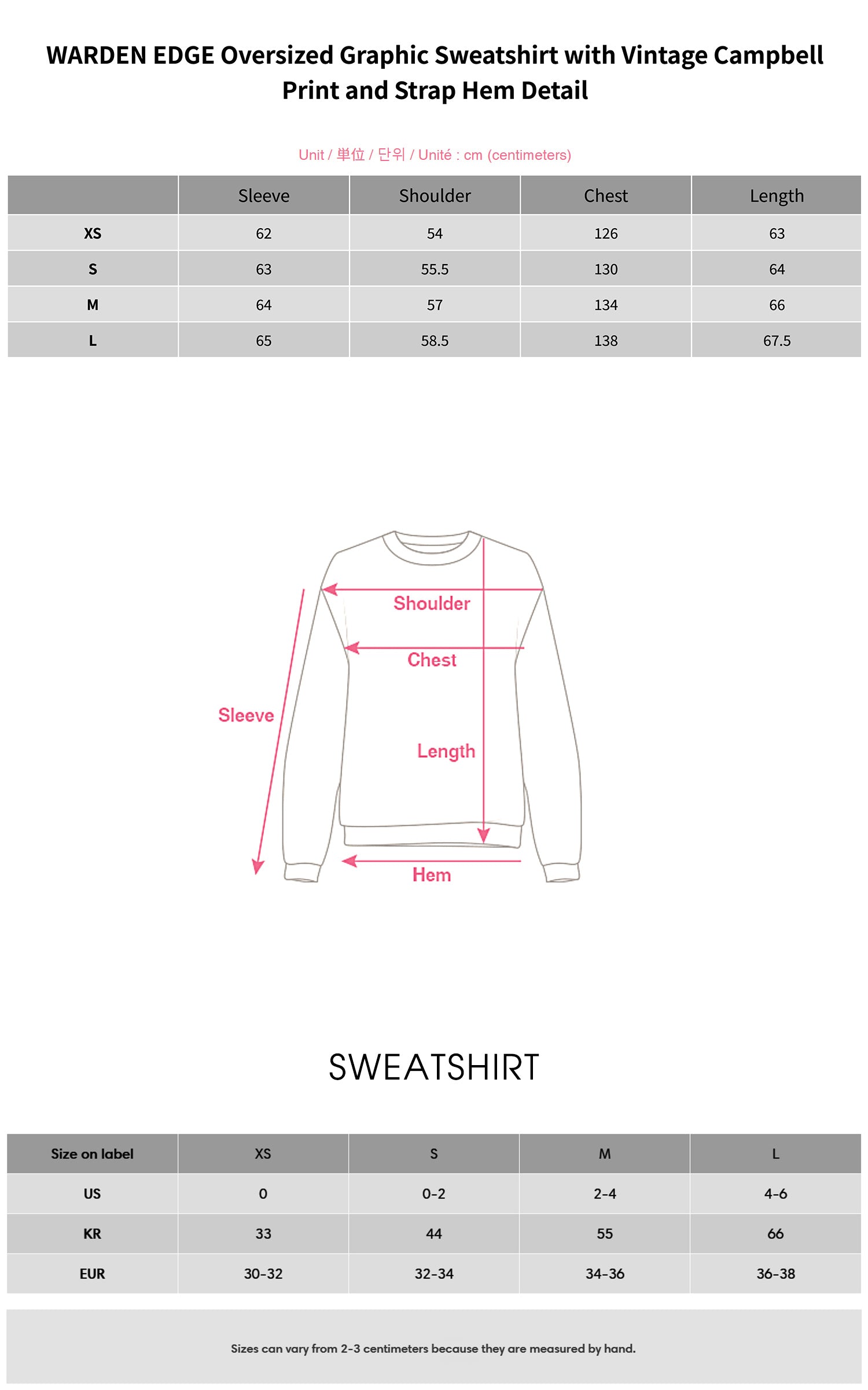 WARDEN EDGE Oversized Graphic Sweatshirt with Vintage Campbell Print and Strap Hem Detail