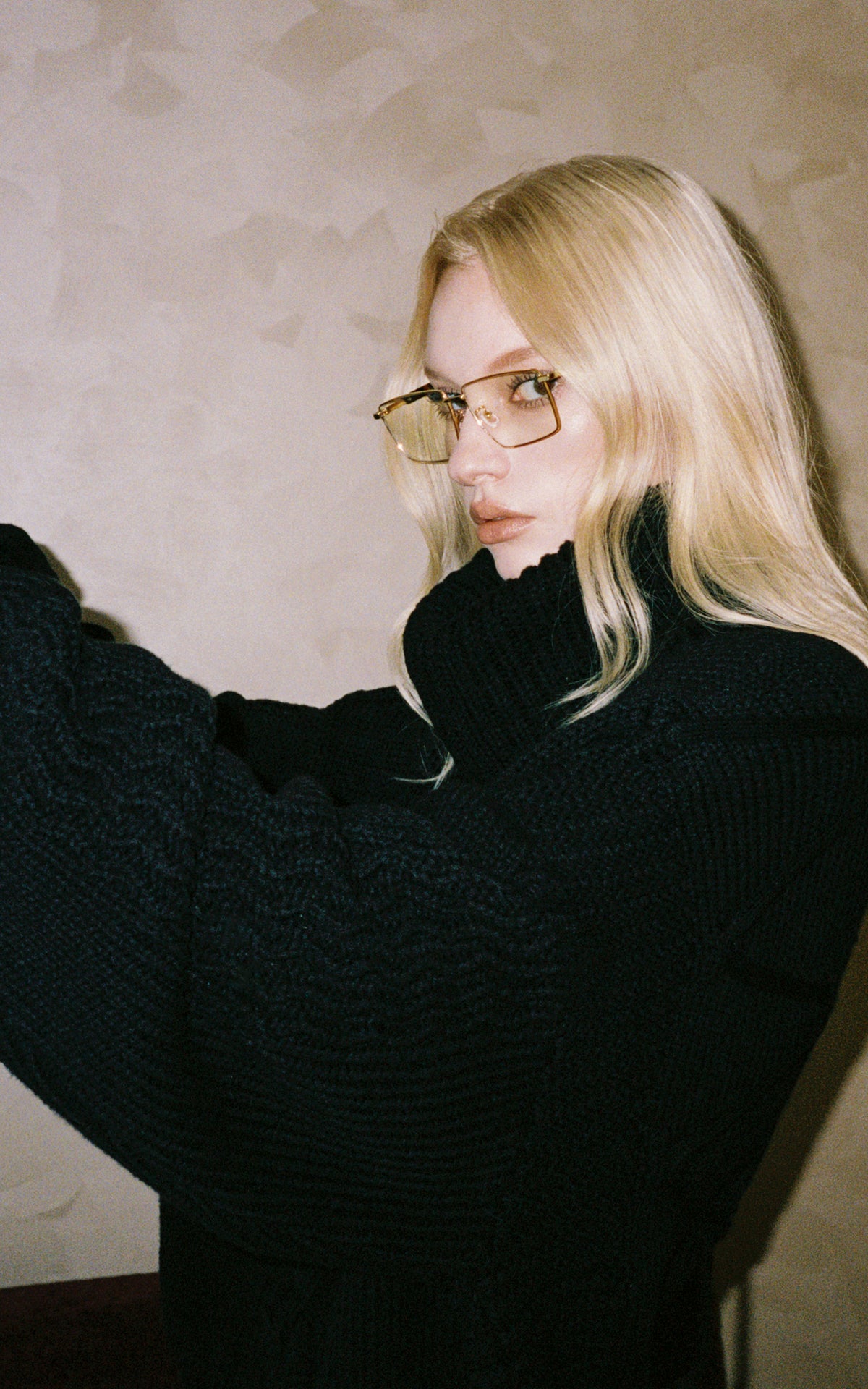 0122stepll Deconstructed Cable Knit Turtleneck Sweater