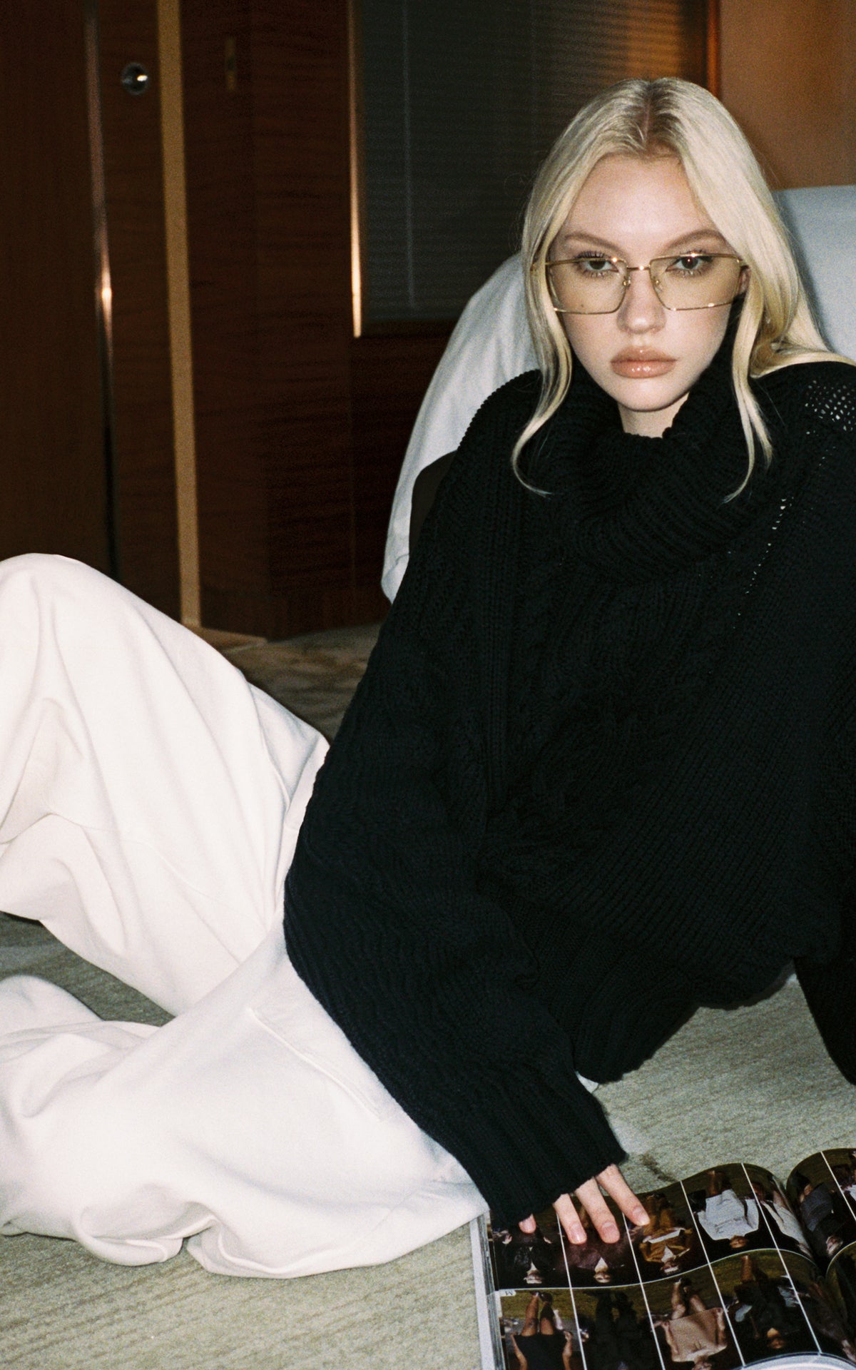 0122stepll Deconstructed Cable Knit Turtleneck Sweater