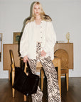 0122stepll Zebra Print Low-Rise Wide-Leg Denim Pants
