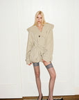 0122stepll Hooded Belted Trench Jacket