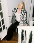0122stepll Zebra Faux Fur Long Coat