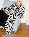 0122stepll Zebra Faux Fur Long Coat