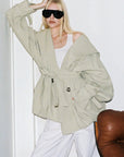 0122stepll Hooded Belted Trench Jacket