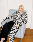 0122stepll Zebra Faux Fur Long Coat