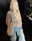 Rase le sol Distressed Wide-Leg Denim Pants