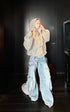 Rase le sol Distressed Wide-Leg Denim Pants - PINKPARKS