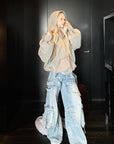 Rase le sol Distressed Wide-Leg Denim Pants