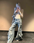 Rase le sol Distressed Wide-Leg Denim Pants