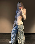 Rase le sol Distressed Wide-Leg Denim Pants