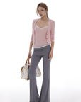 IAMXIAA Striped Cami and Cardigan Set with Lace Trim