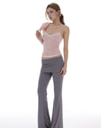 IAMXIAA Striped Cami and Cardigan Set with Lace Trim