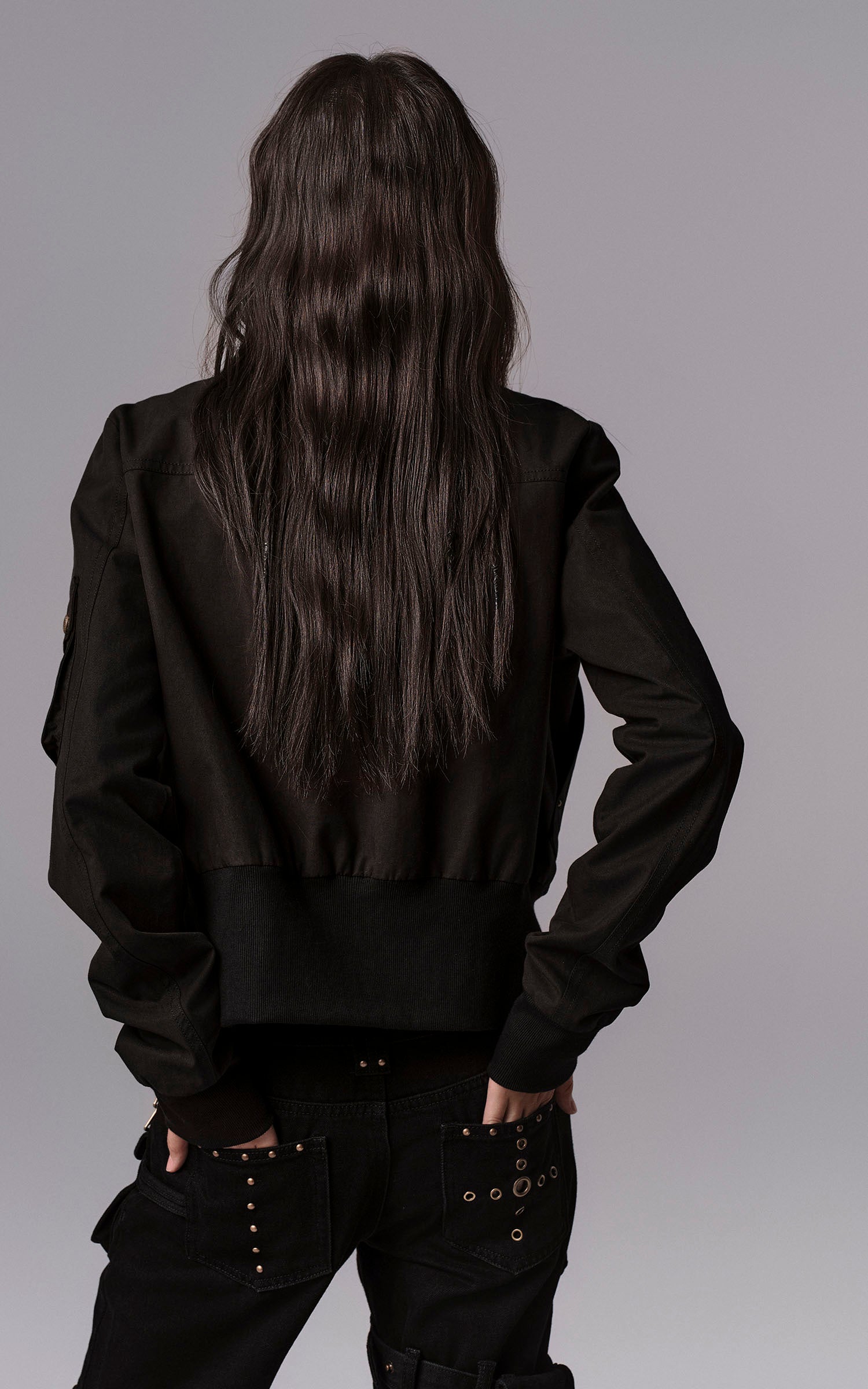 Low pixel Studded Buckle Collar Cropped Jacket