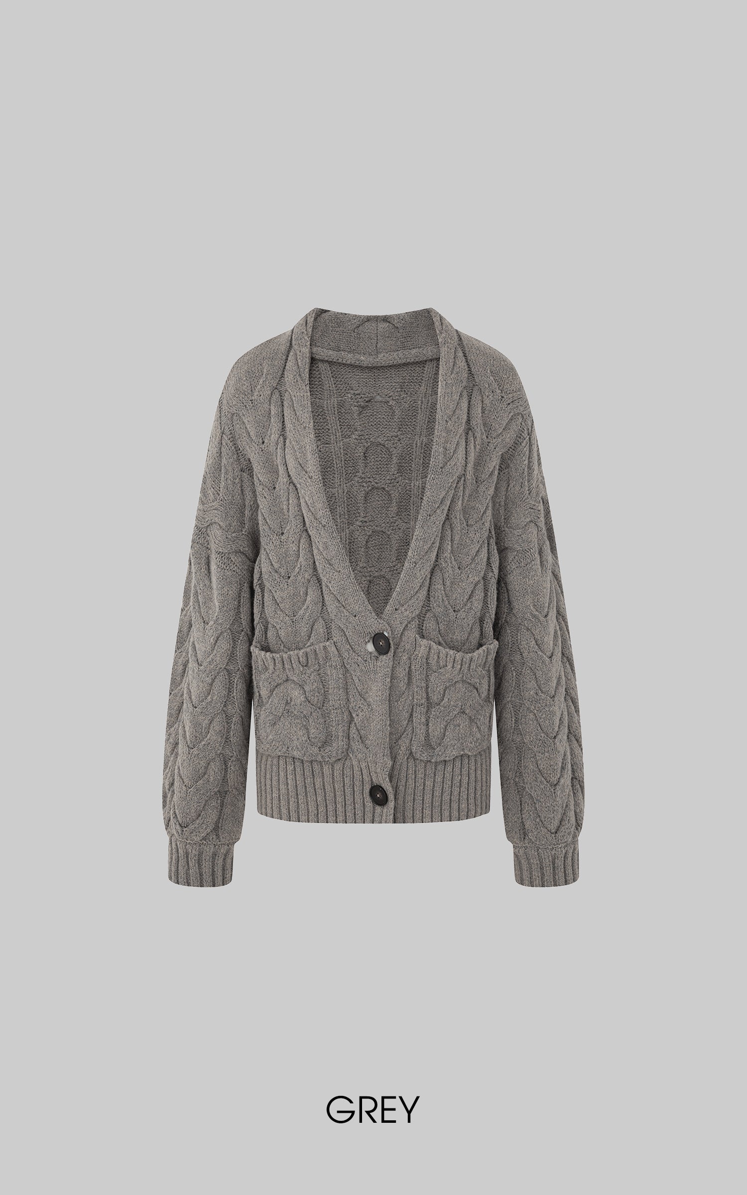 IAMXIAA Cable Knit Button Cardigan Relaxed Fit