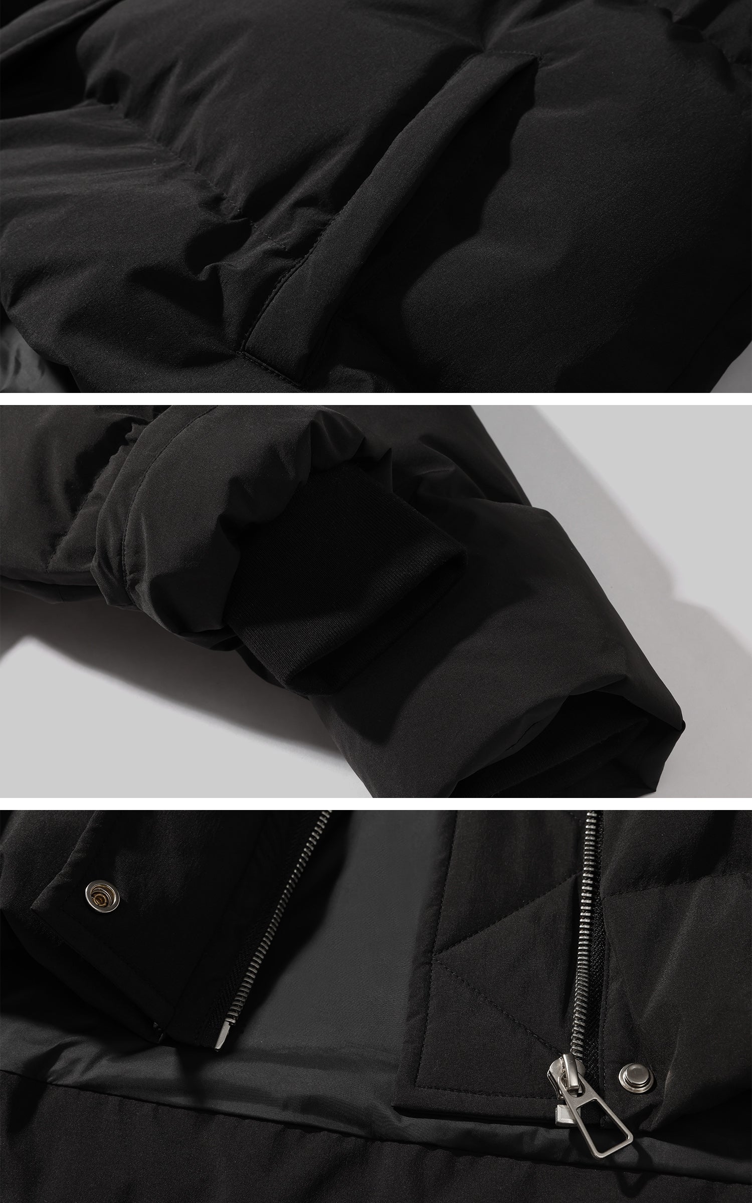 Veste matelassée courte noire avec col en fausse fourrure