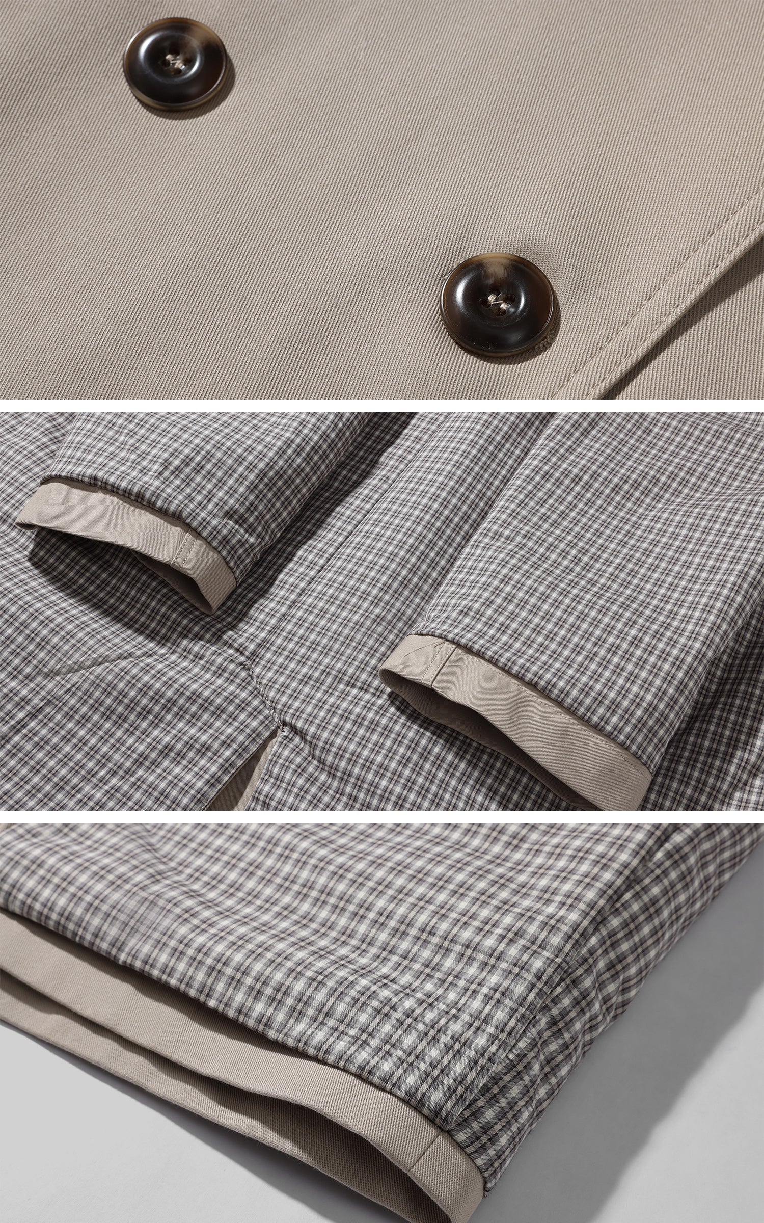 Rase le sol 체크 안감이 돋보이는 리버시블 롱 트렌치코트