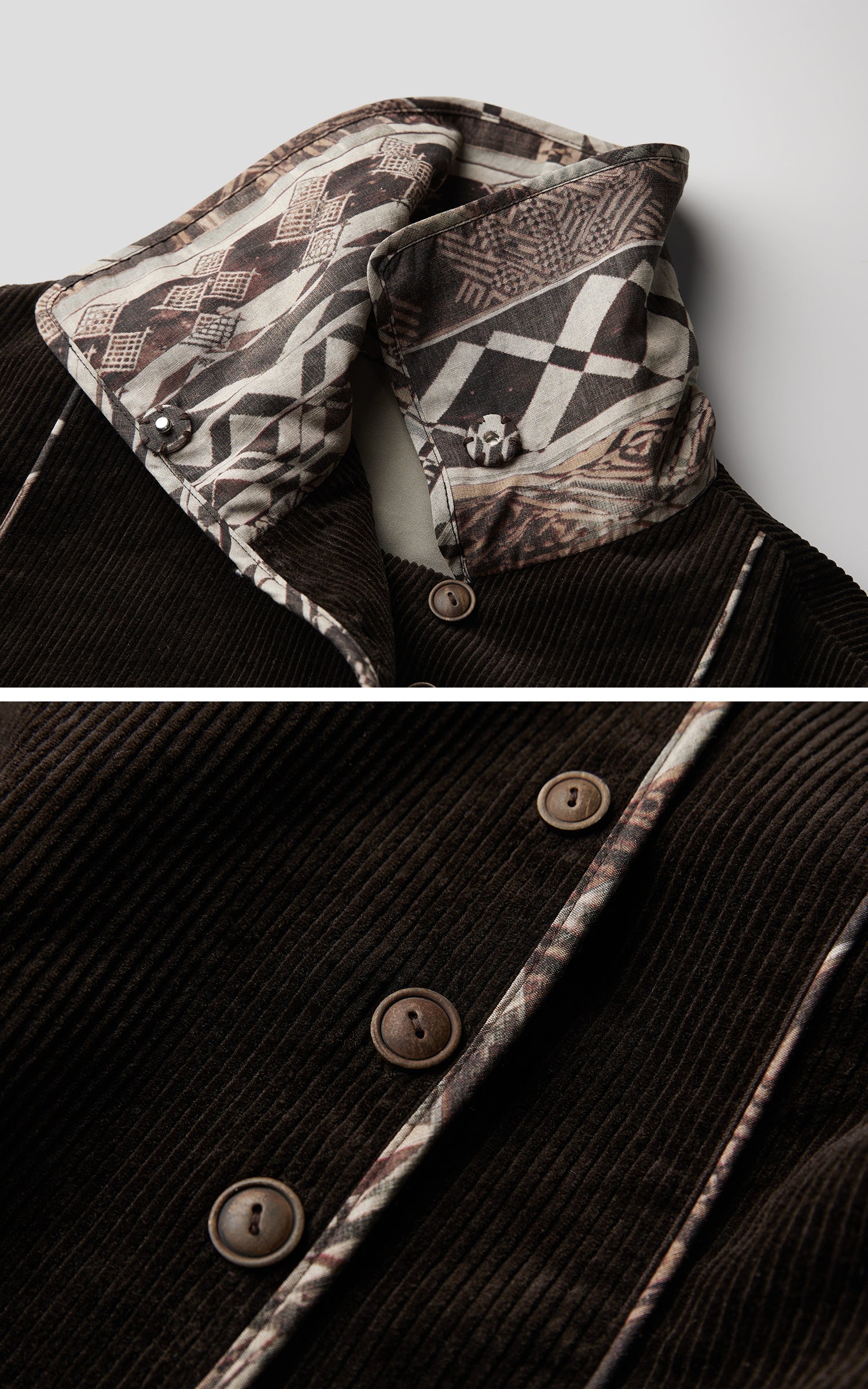 DOINDULGE Structured Corduroy Jacket with Asymmetric Button Line