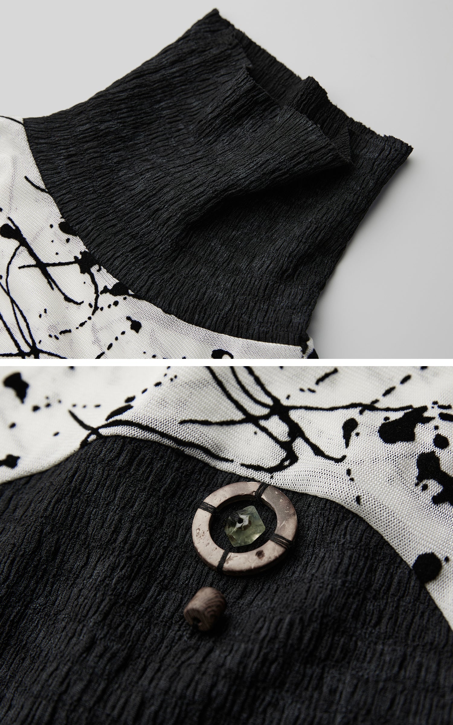 DOINDULGE Contrast Splatter Panel High Neck Long Sleeve T-Shirt