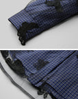 DOINDULGE Sheer Organza Butterfly Overlay Plaid Shirt