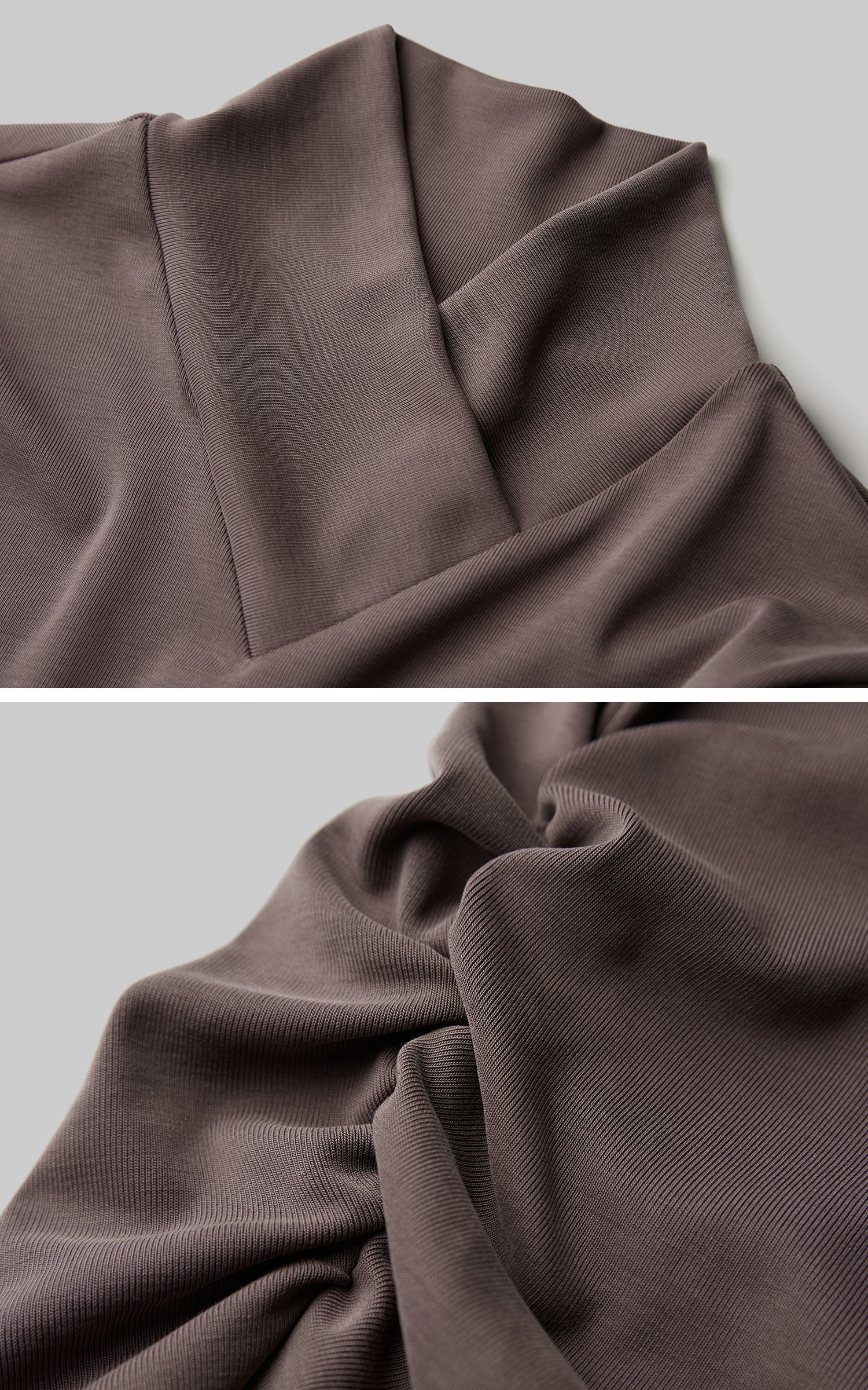 DOINDULGE Asymmetric Long Sleeve Top with Draped Hem