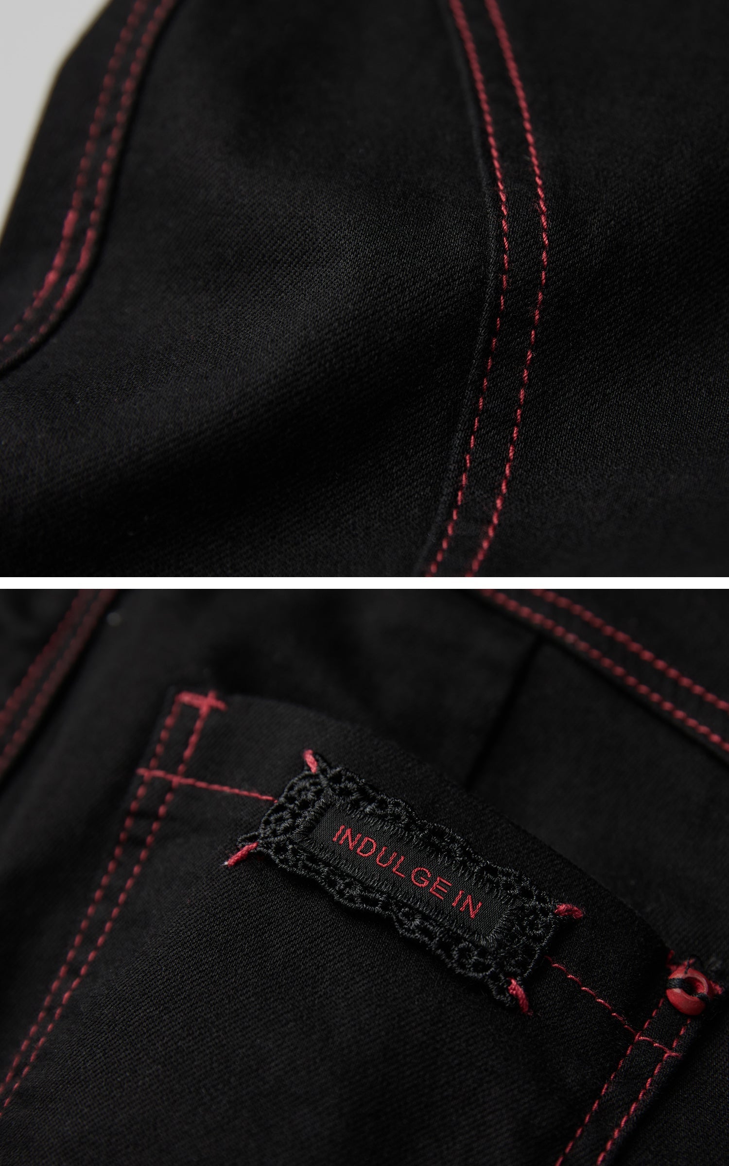 DOINDULGE Gothic Flared Pants with Red Embroidery