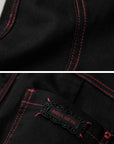 DOINDULGE Gothic Flared Pants with Red Embroidery