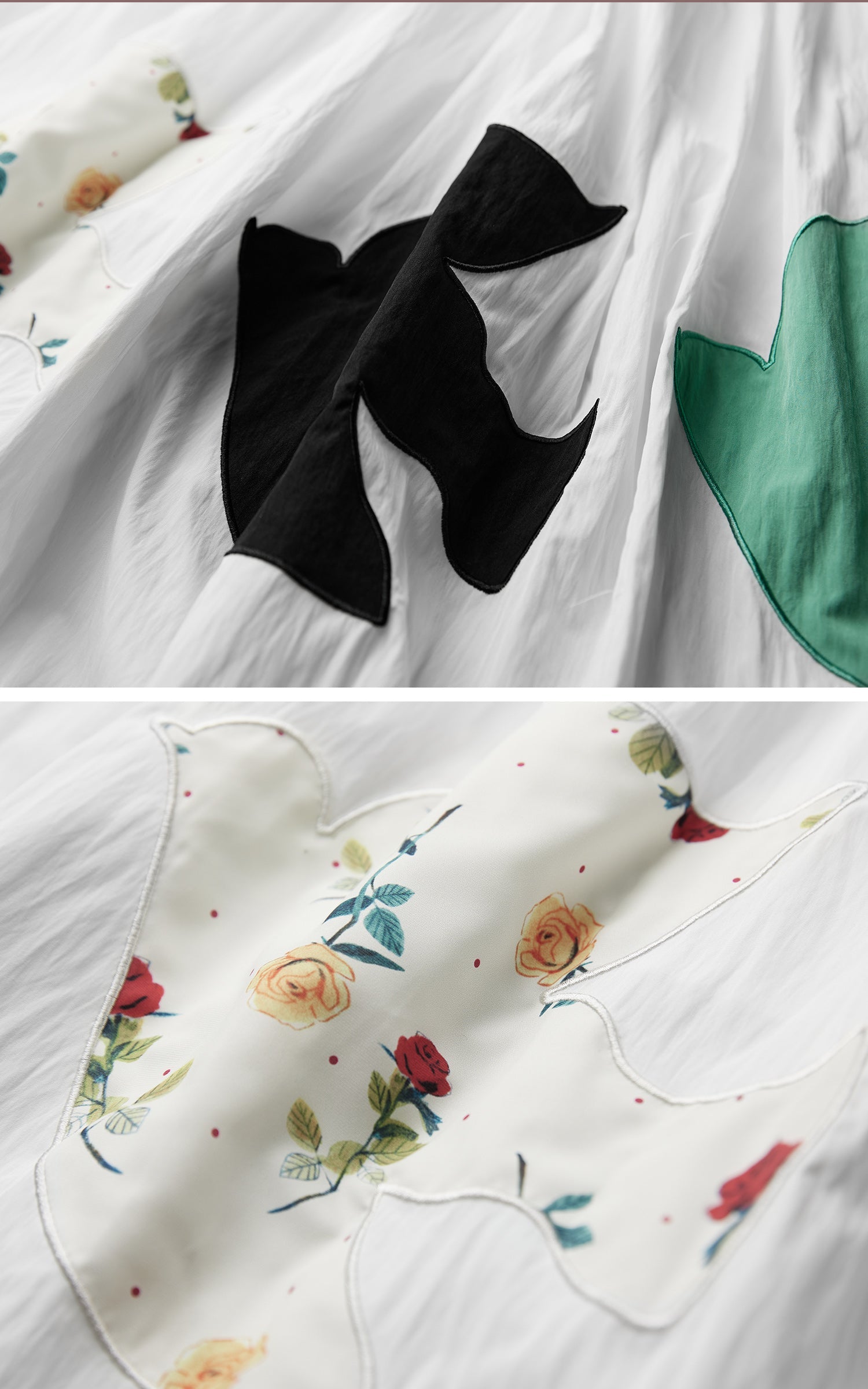DOINDULGE Bird Patch Panel Maxi Skirt with Raw Volume Silhouette