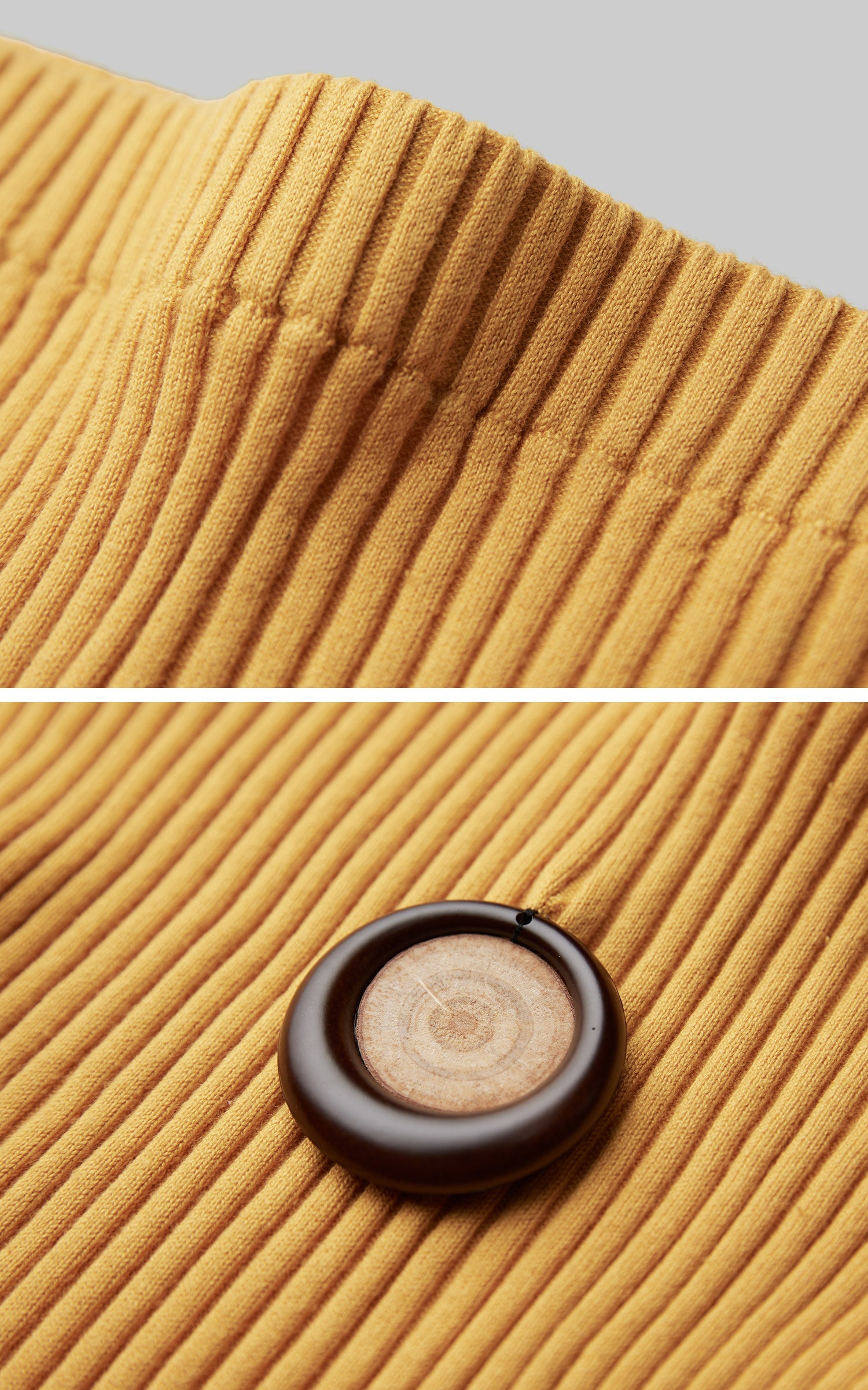 DOINDULGE Off-Shoulder Ribbed Knit Top with Wooden Medallion Detail