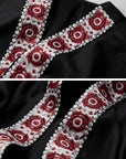 DOINDULGE Embroidered Long Kimono Coat with Flowing Silhouette and Contrast Details