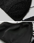 DOINDULGE Strappy Lace Bralette – Gothic Crochet Texture with Minimal Silhouette