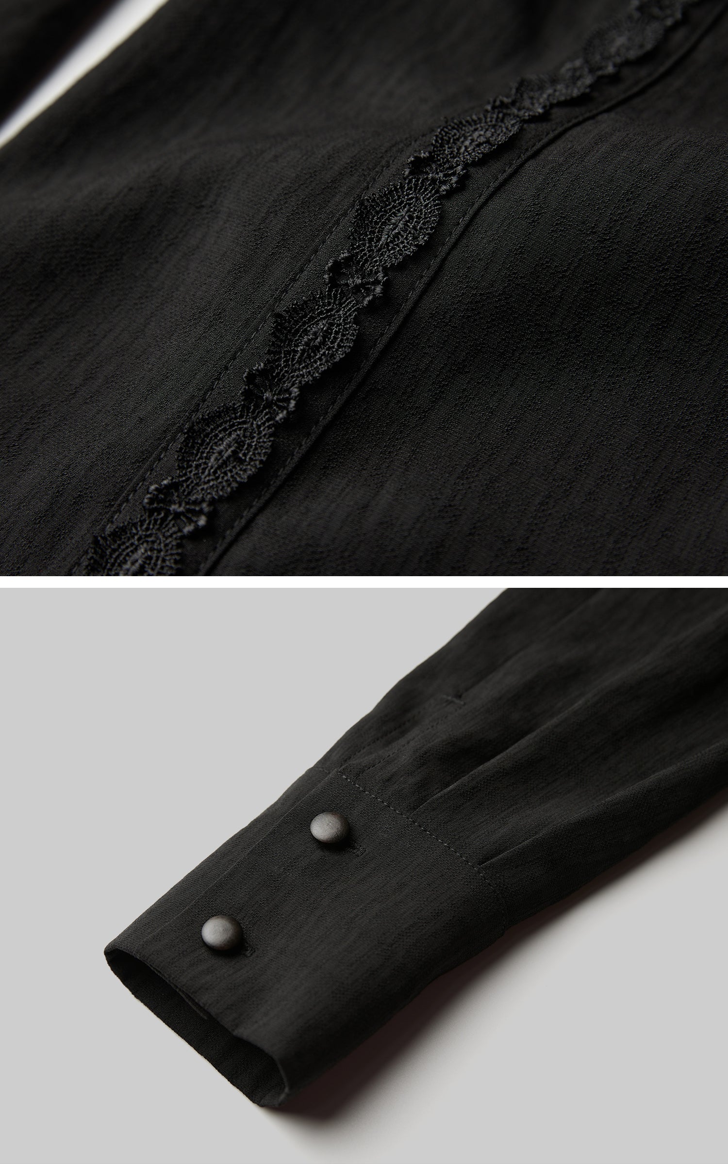 DOINDULGE Deconstructed Panel Shirt with Sheer Back and Embroidered Trims